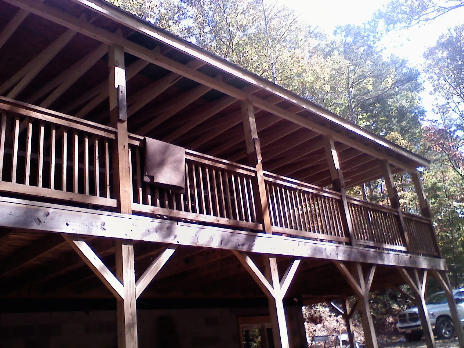 Timber framing under a new elevated porch and deck — Roof Leak Repair in Englishtown by Roofing Brothers